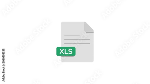 Animated XLS Spreadsheet Data File Icon Isolated on White and Green Screen 4K