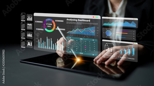 Canvas Print Finance dashboard with charts, calendar, and performance metrics for business co