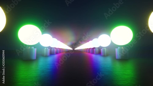 Neon lights corridor road 4k