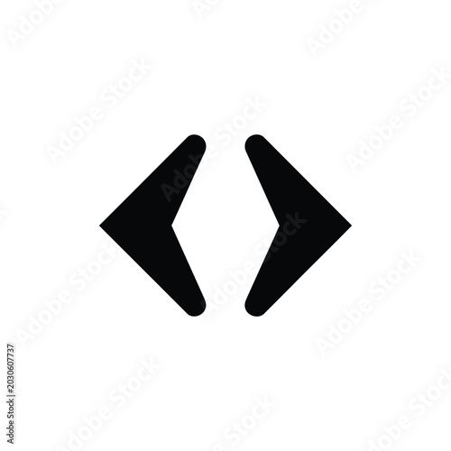 Fotografie Black code bracket featuring two opposing chevron symbols, isolated on a white b