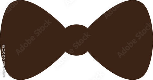 Simple brown bow tie isolated on white background, bowtie accessory