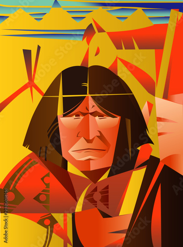 Geronimo (1829-1909) Apache warrior vector illustration