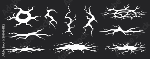 Bild auf Leinwand Abstract crack and lightning collection featuring sharp fractured energy lines in dramatic styles