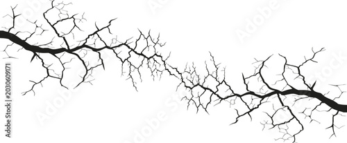 Foto Abstract cracked ground border featuring jagged fracture branches in dramatic destruction style