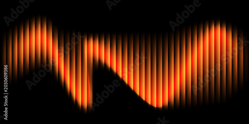 Tableau sur toile Warm glowing vertical bars pulse rhythmically against deep black