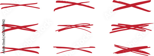 Photos Abstract red cross mark collection featuring hand drawn brush strike symbols in edgy styles