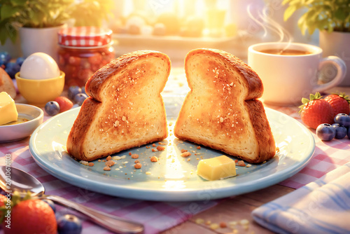Toast Slices Leaning Toward Each Other Like Whispering