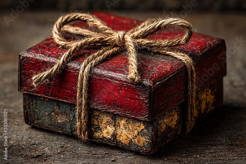 Beautifully Wrapped Gift With a Rustic Textured Background Perfect for Any Occasion Generative AI