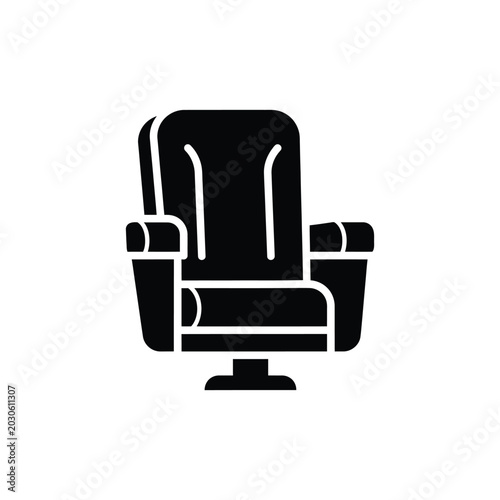 Foto Minimalist black silhouette of a comfortable cinema armchair or theater seat, fe