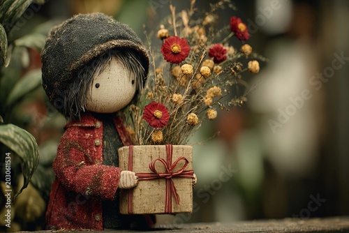 Charming Gift for Children in a Whimsical Garden Setting Generative AI