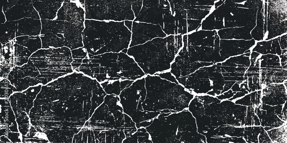 Obraz premium Black and White Grunge Marble Texture Background with Cracked Stone Surface Design