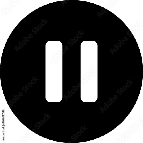 Pause button icon media player multimedia control and audio playback symbol vector pack, flat and outline style black pause icons isolated background