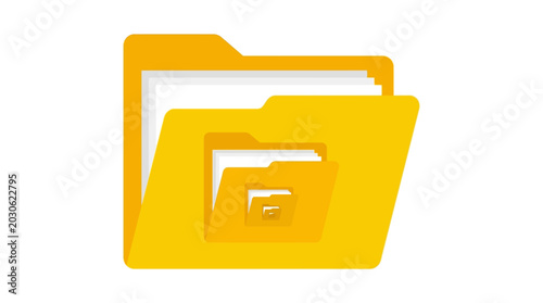 Photos Yellow folder icons with recursive file organizer on white background for busine