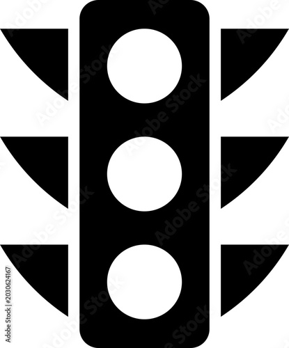 Black line style traffic lights icon of traffic signal, stoplight and road control light symbols in flat minimal outline design vector illustration