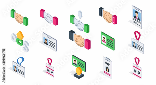 Collection of various digital identification icons.