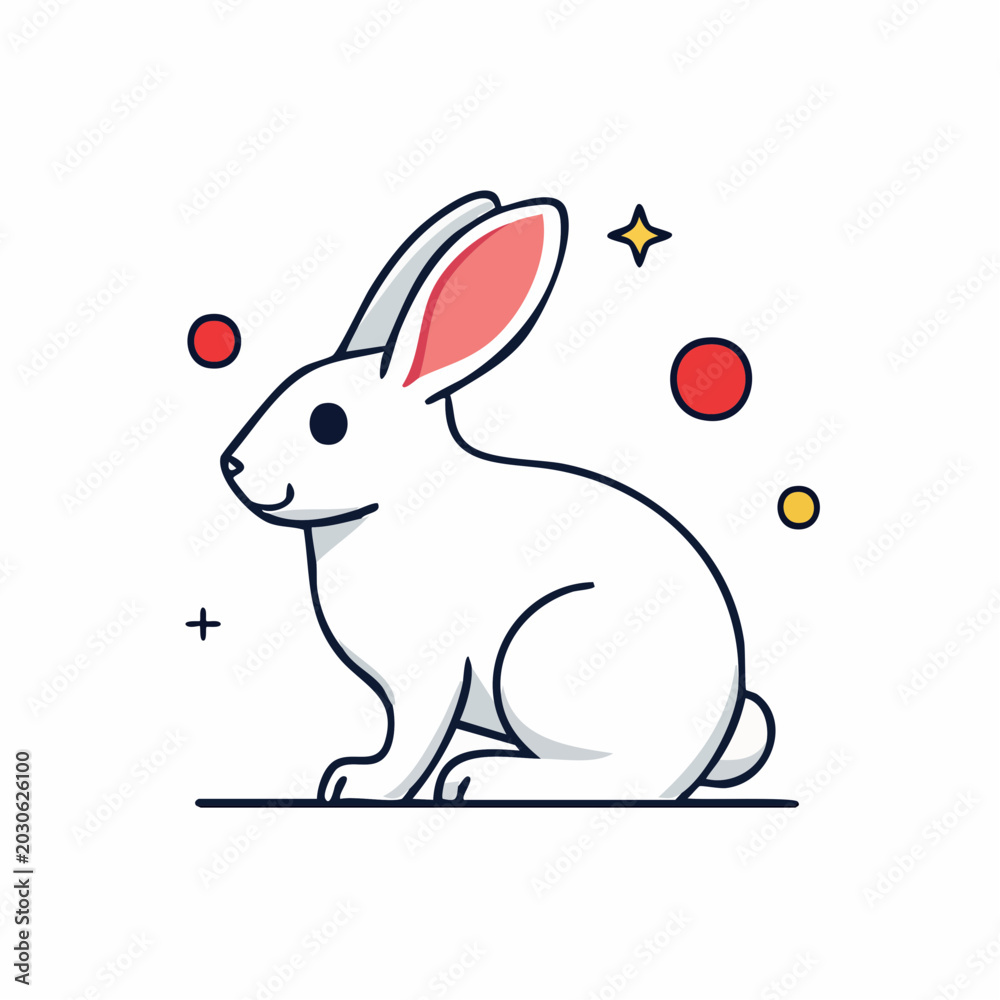 Obraz premium Cute White Rabbit Illustration