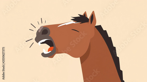 Tableau sur toile Laughing Horse A big guffaw from a horse. funny horse