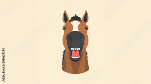 Tableau sur toile Laughing Horse A big guffaw from a horse. funny horse