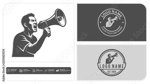 Фотография Football Supporter Megaphone Badge Logo Set