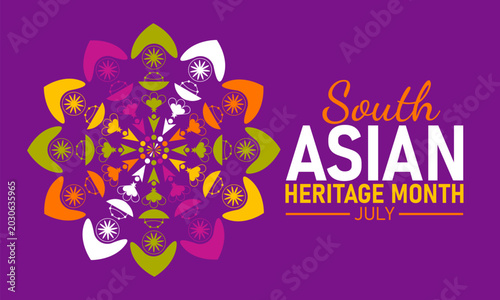 South Asian Heritage Month Vector Greeting Card Poster Banner Design Illustration
