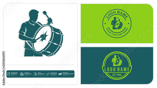 Quadro su tela Football Supporter Drum Badge Logo Set