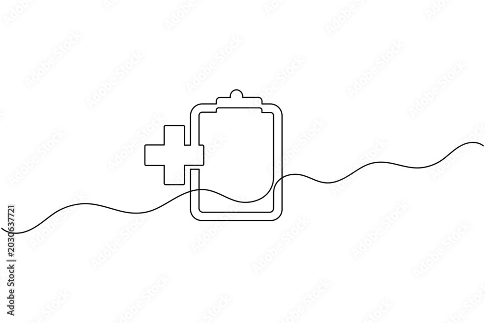 Obraz premium Medical Cross Icon Vector, One Line Art Healthcare Design, Minimal Medical Symbol Illustration