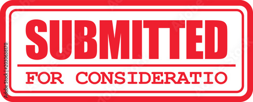 Foto A submitted document with a red stamp for consideration on a white background