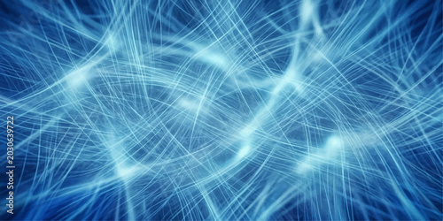 Bild auf Leinwand Abstract background of luminous blue energy lines flowing and intertwining, creating a dynamic and complex pattern that suggests connection and movement