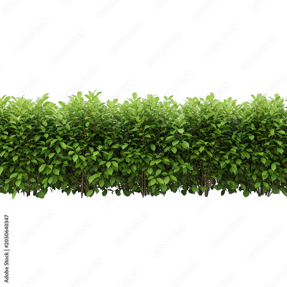Obraz premium Lush green bush hedge isolated on transparent background for compositing