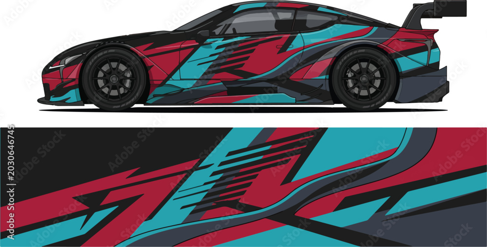 Fototapeta premium Red and blue sports car design.