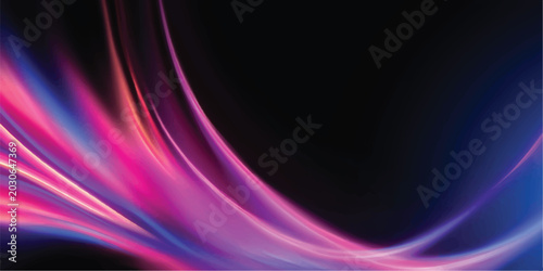 Abstract swirling neon light streaks on black background with smooth lines color splash abstract art background design patterns energy flow light trails vivid colors shapes