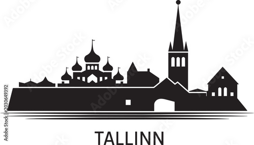 Photos Tallinn skyline silhouette featuring alexander nevsky cathedral domes and st ola