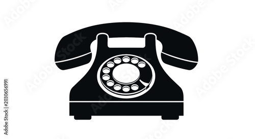 Tablou pe pânză Black rotary phone device closeup.