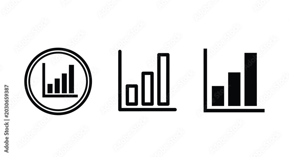 Obraz premium Bar Chart and Graph Icons in Line and Flat Styles for Data Visualization