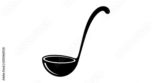 Foto Black ladle kitchen utensil closeup.