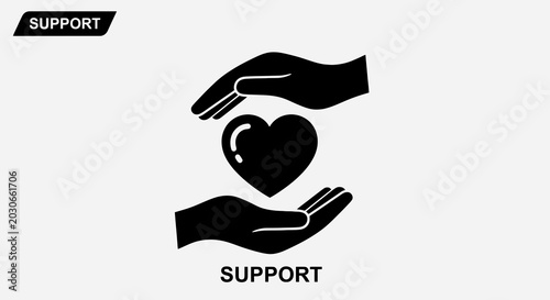 Foto Hands holding heart symbol support.