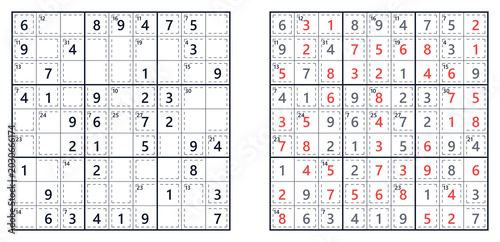 Quadro su tela Minimalist black and white sudoku grid_2
