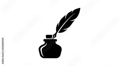 Fotografía Quill pen and inkwell icon represent the art of traditional calligraphy and professional creative writing