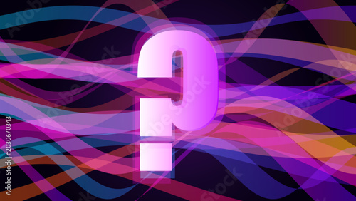 Bild auf Leinwand Neon Purple Pink Question Mark Center of Fluid Wave Art