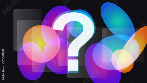 Фотография Glassmorphism Neon Liquid Question Mark Colorful Orbs Dark