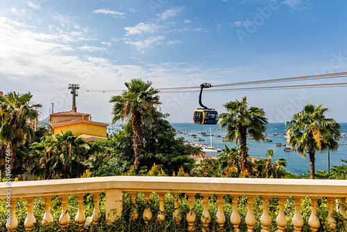 Phu Quoc, Vietnam - January 3 2026: Hon Thom cable car over sea in Phu Quoc