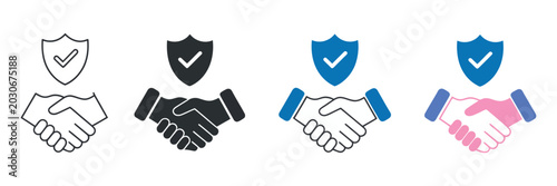 Quadro su tela Secure Business Partnership Agreement Icon Set Showcasing Trust, Protection, Ver