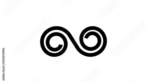 Tableau sur toile Double spiral symbol, black isolated vector silhouette
