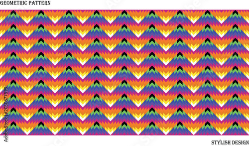 Tableau sur toile Seamless geometric pattern with vibrant zigzag chevron stripes in rainbow colors