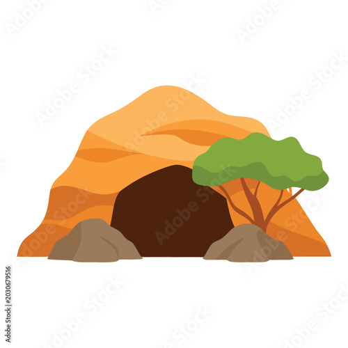 vector illustration of a mountain landscape with trees