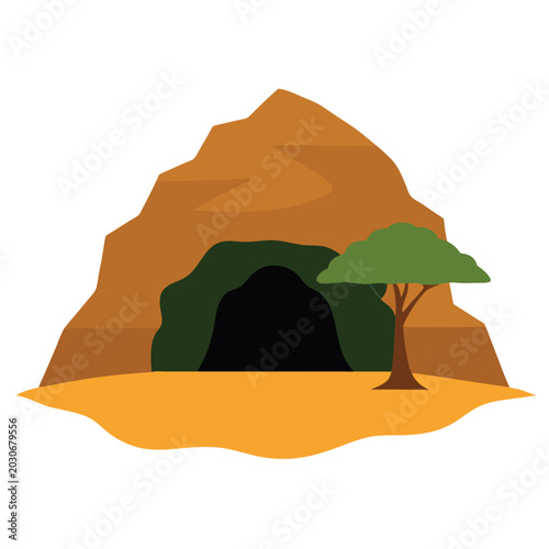 vector illustration of a mountain landscape with trees