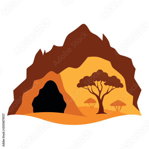 vector illustration of a mountain landscape with trees