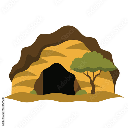 vector illustration of a mountain landscape with trees