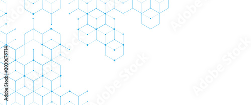 Vector digital science network geometric hexagonal dots and lines elements medical technology abstract