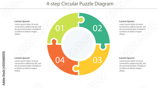 Four Step Circular Puzzle Infographic Template